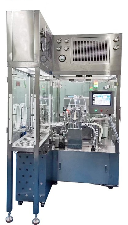 Prefilled syringes filling and stopper plugging machine